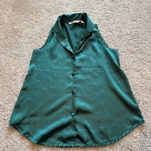 Vintage Victoria Secret Green Sleeveless Blouse Size Medium